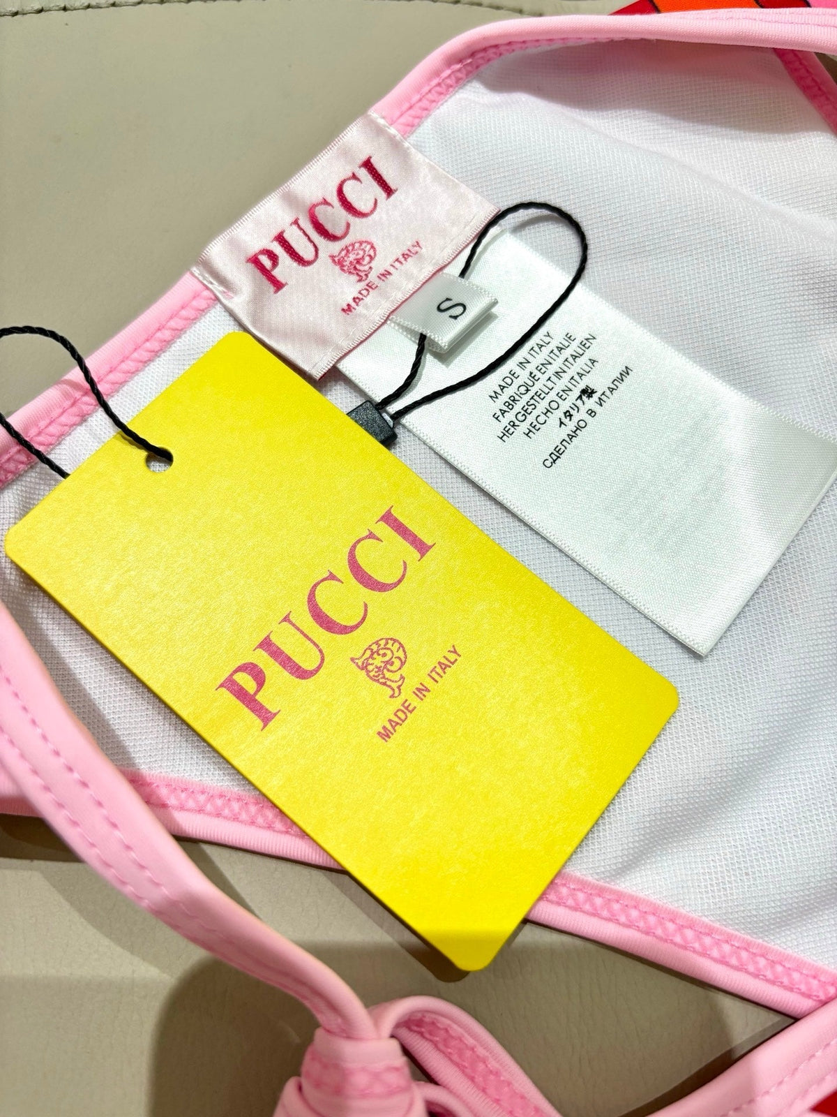 Pucci 3-Piece Swimwear Set Pink Orange Marmo Print 240266