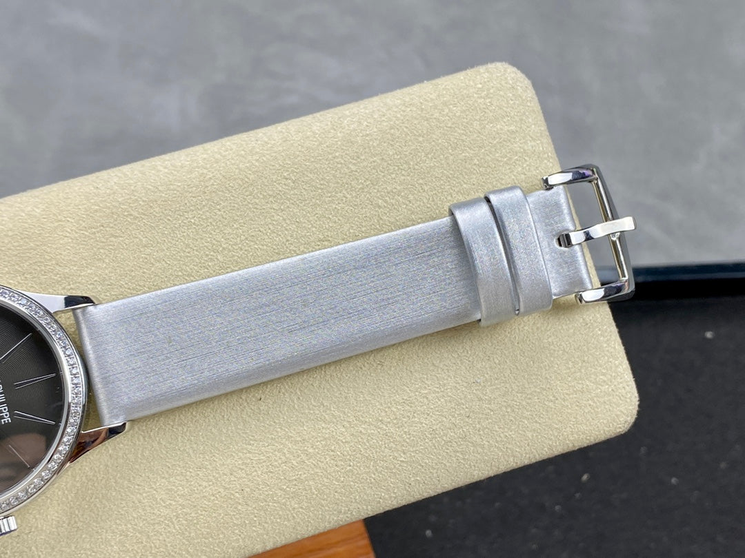 PATEK Calatrava 33mm Silver Black Dial