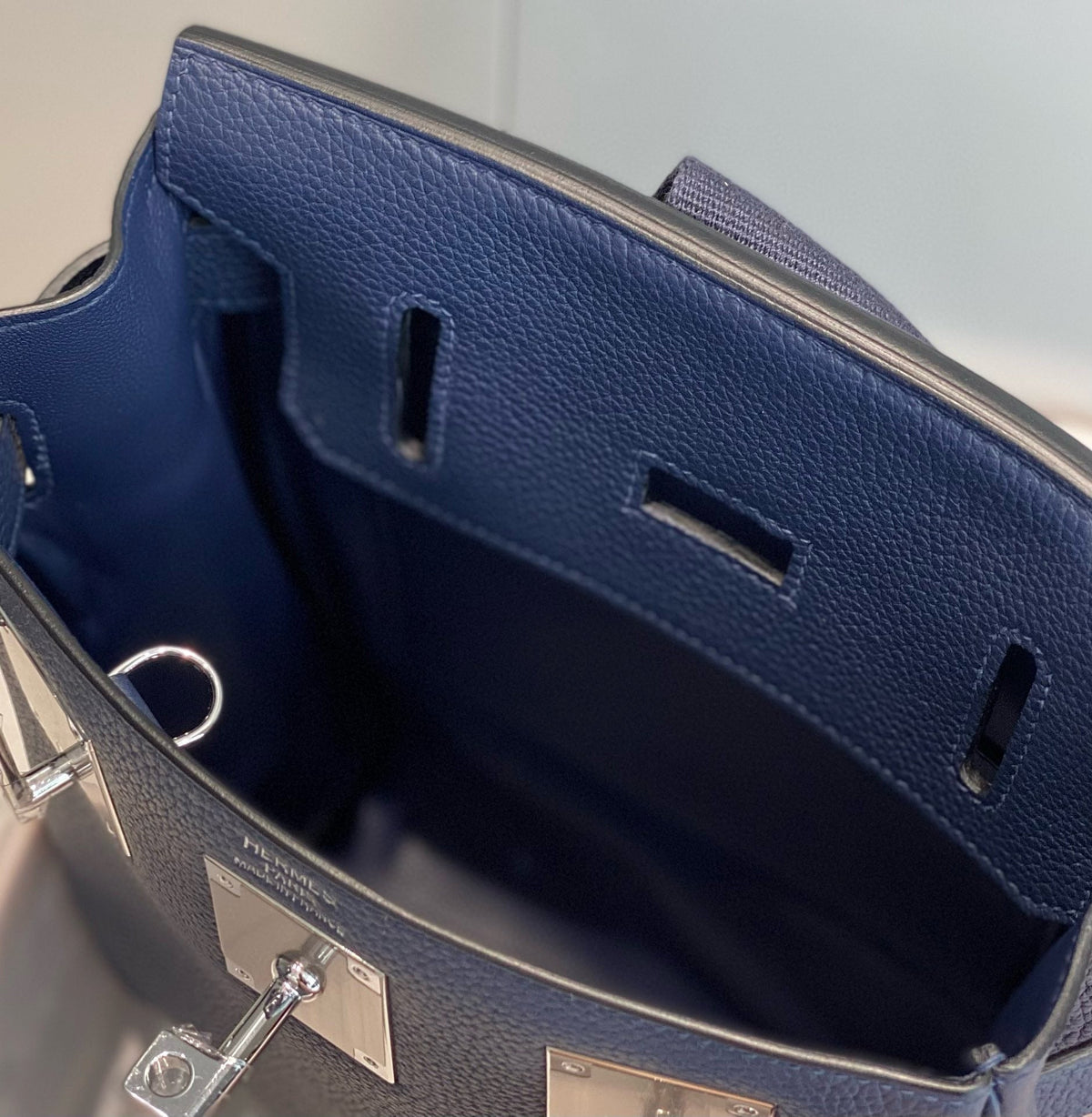 HM HAC A DOS PM 26CM NAVY BLUE TOGO LEATHER SILVER HARDWARE