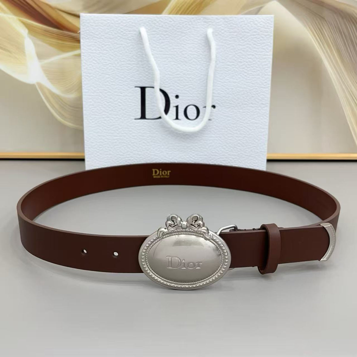 CD 26s Médaillon Belt 3cm Sliver Buckle Calfskin
