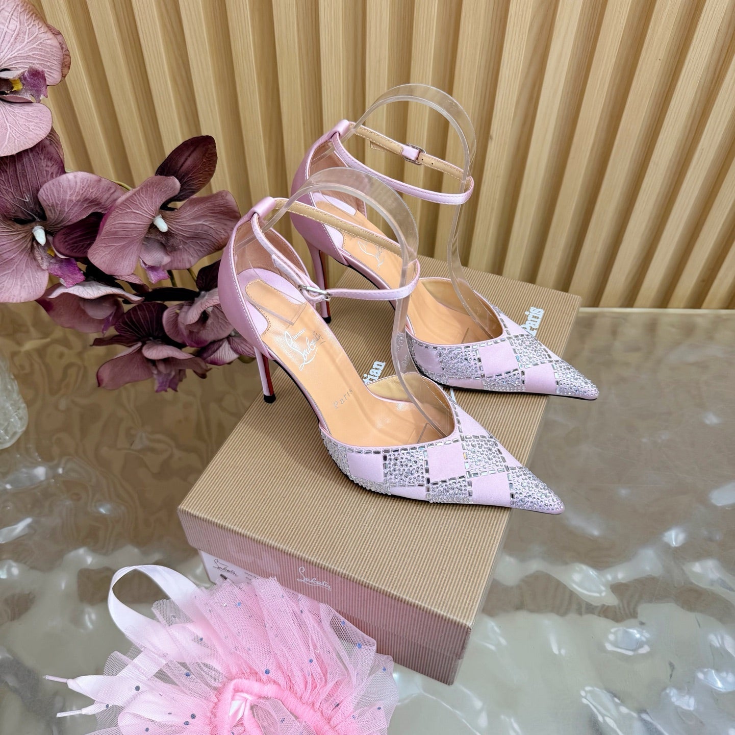 Christian Louboutin 2026 Slingback Pumps 100mm Silk Rhinestone 775986
