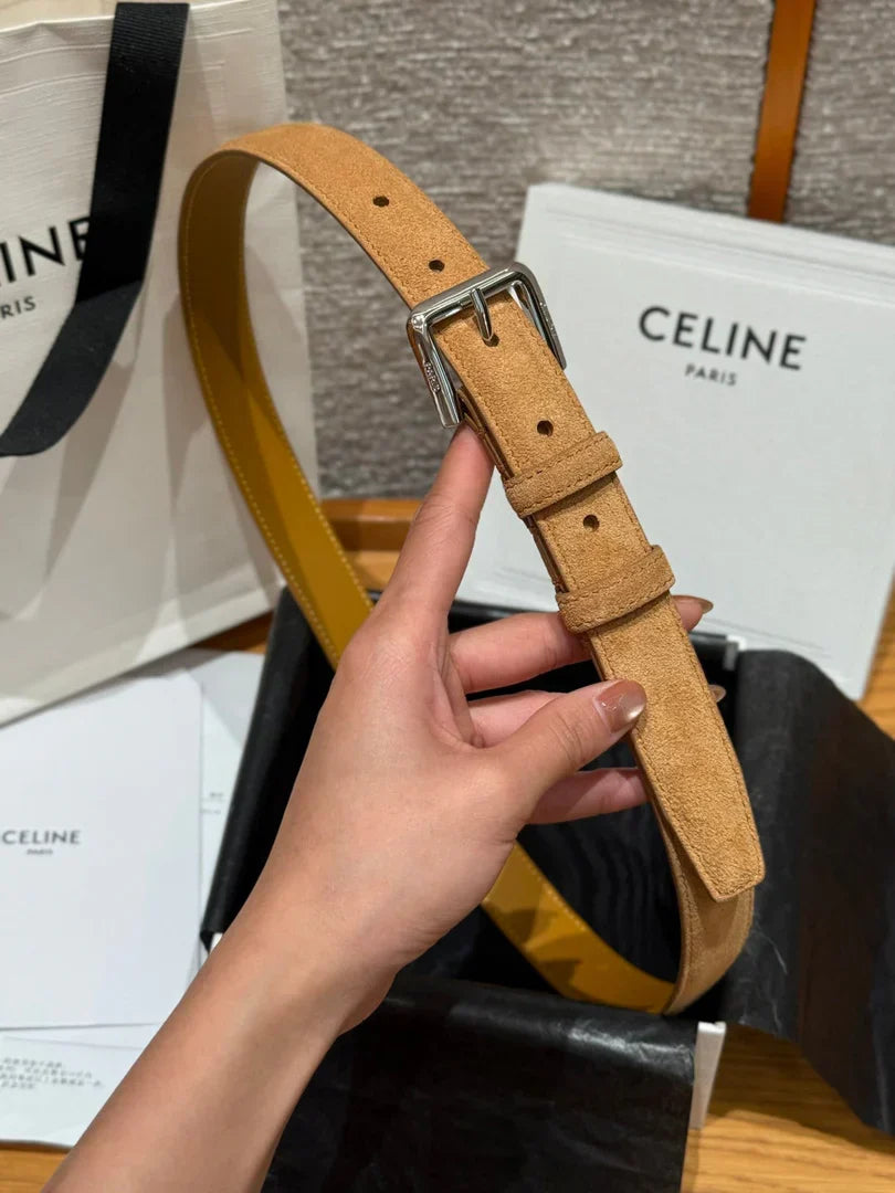 Celine 2026 Arc de Triomphe Belt 2.5cm Suede Cowhide