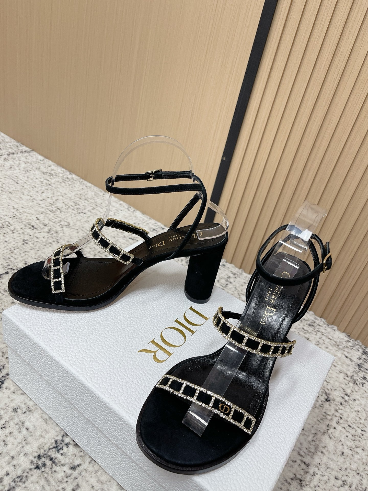CD 26s High Heel Sandals 80 Black Genuine Leather 643496