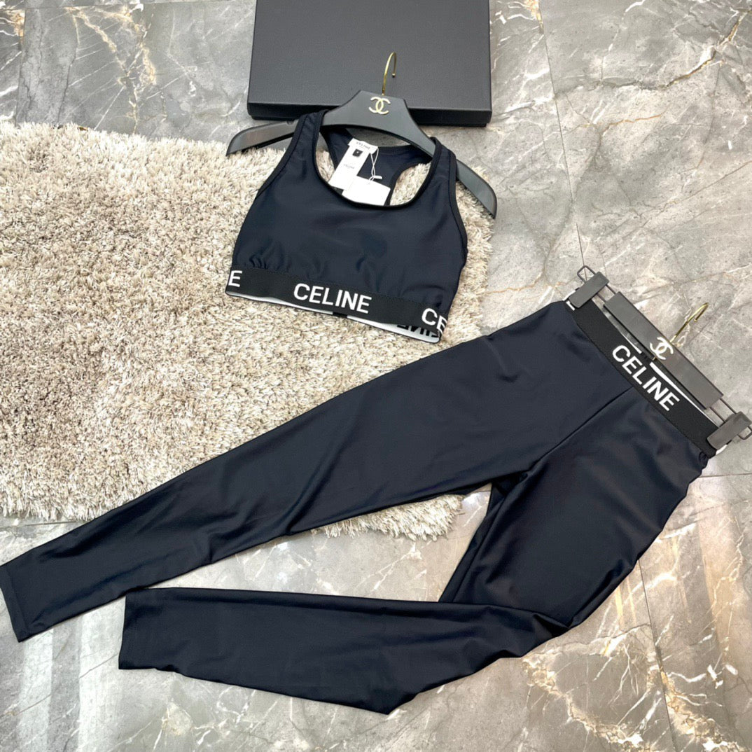 Celine Yoga Set White Black 198904
