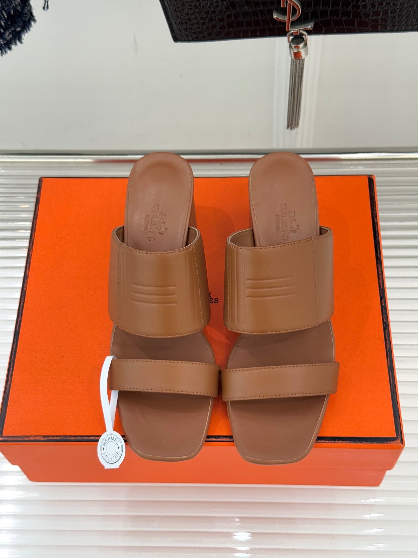HM 26ss Heels Slippers 75 Brown Sheepskin 642859