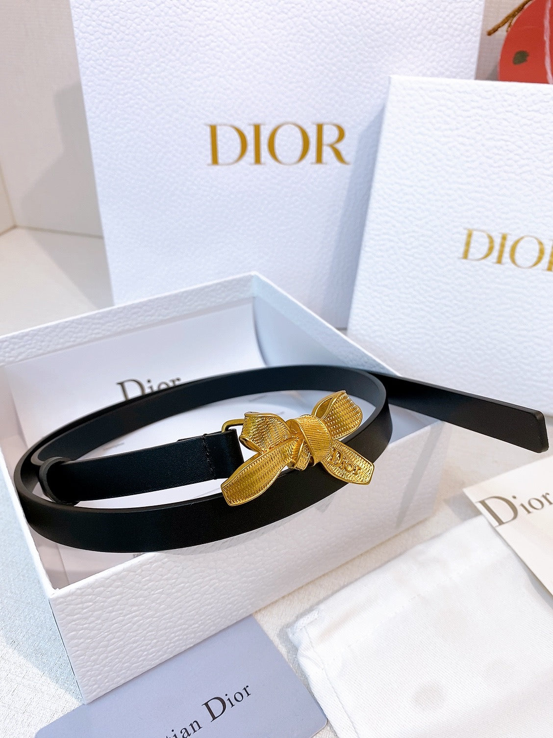 CD Diorissimo Bow Belt 1.5cm Leather 211670