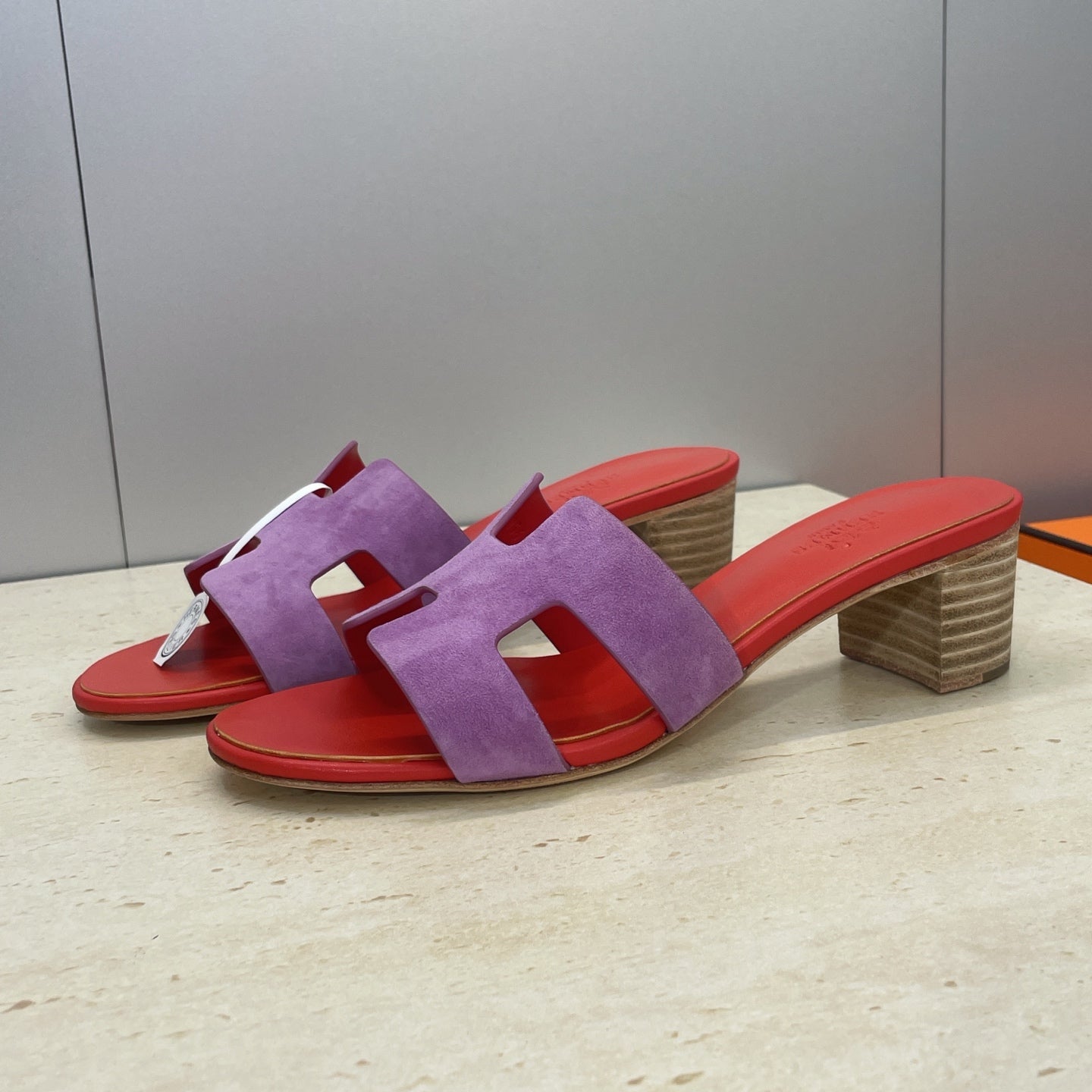 HM 26ss Oran Sandals 45 Red Purple Suede Cowhide 607214