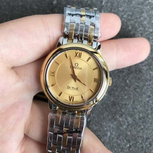 DEVILLE PRESTIGE 27MM QUARTZ GOLD STEEL YELLOW GOLD DIAL