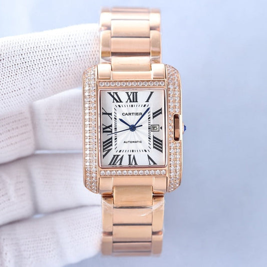 TANK ANGLAISE 30 PINK GOLD DIAMOND BEZEL