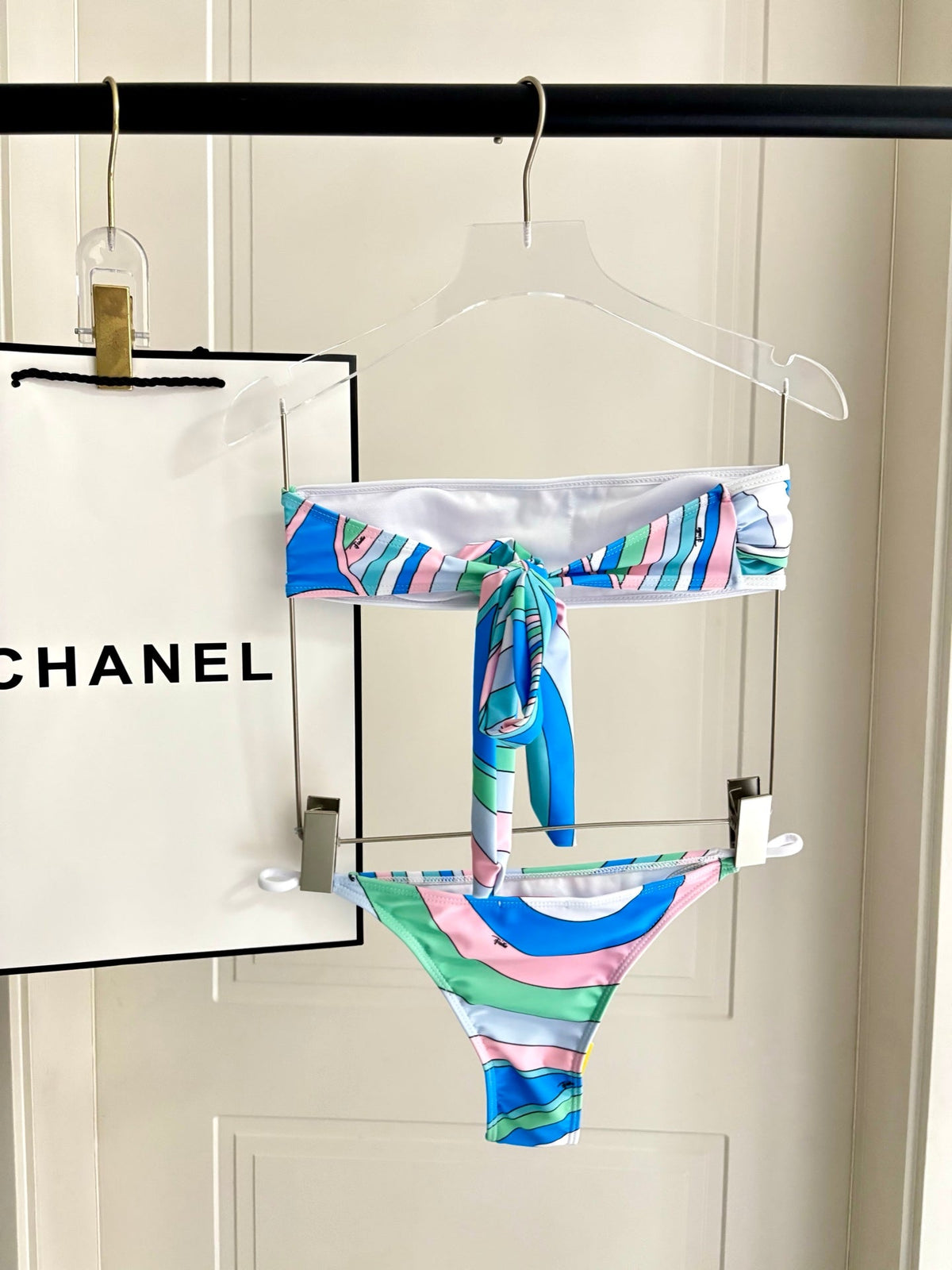 Pucci 3-Piece Swimwear Set Blue Pink Green Marmo Print 240264