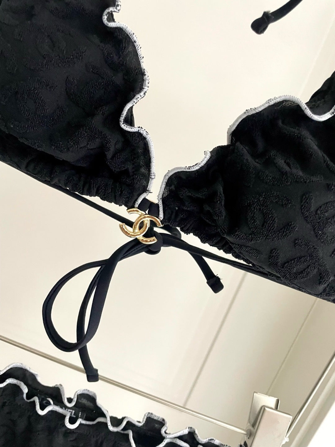 CC Two-piece Bikini Swimsuit Black Cotton 326151