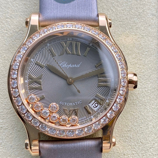 Happy Diamond 33mm Pink Gold Grey Dial