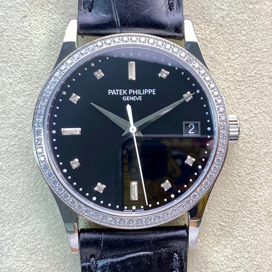 PATEK Calatrava 38mm Black Dial Leather