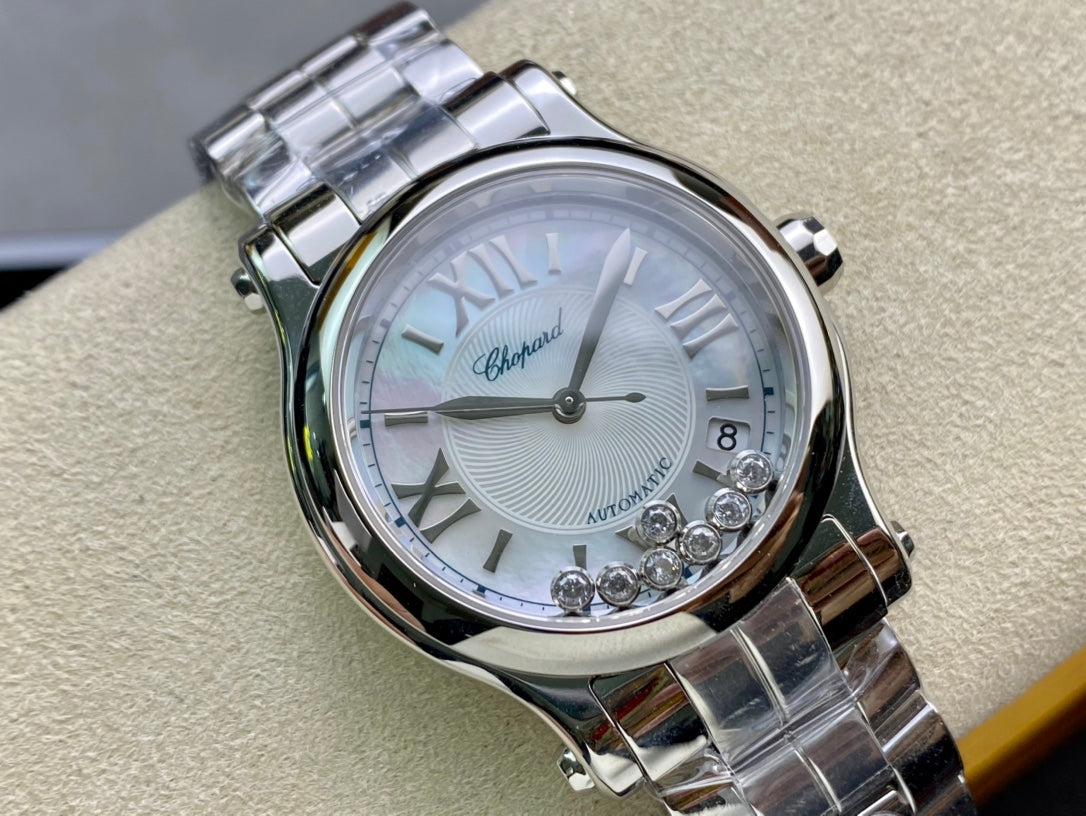 Happy Diamond Silver White Dial