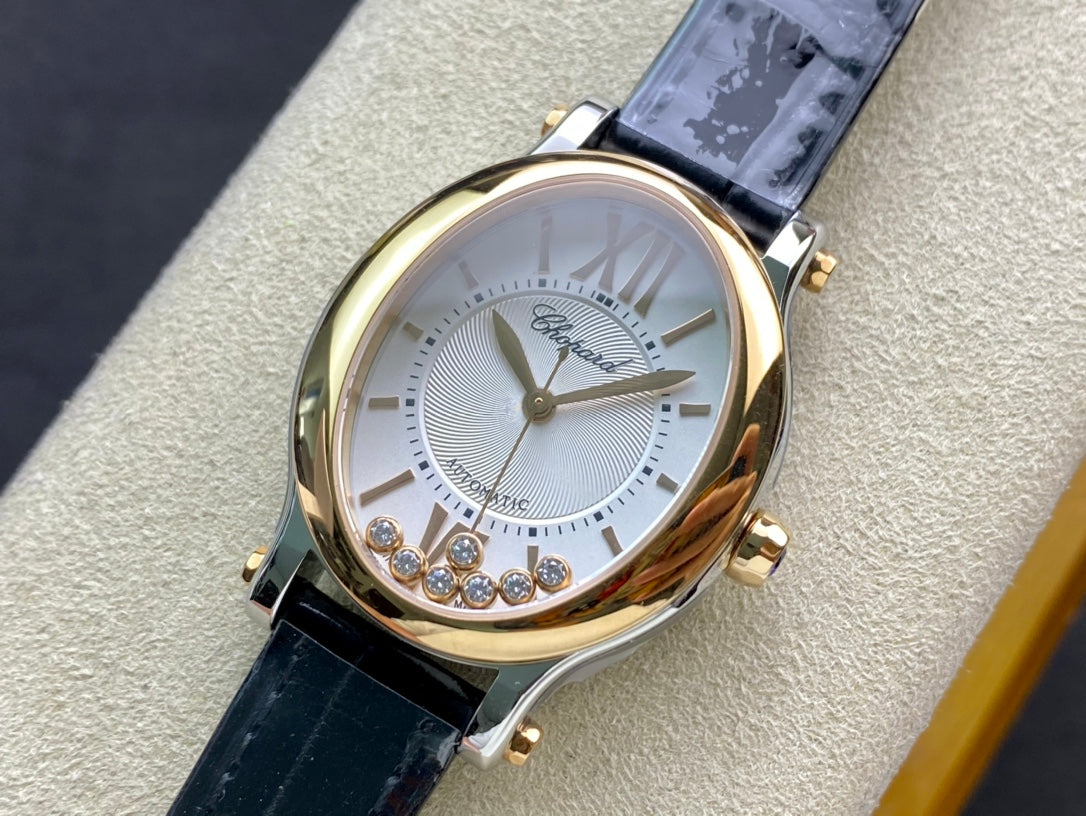 Happy Diamond 30mm Gold White Dial