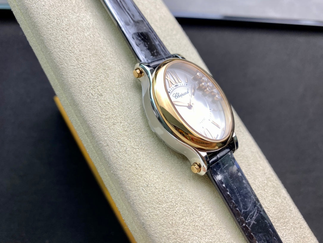 Happy Diamond 30mm Gold White Dial