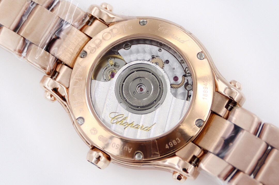 Happy Sport 36mm Pink Gold White Dial