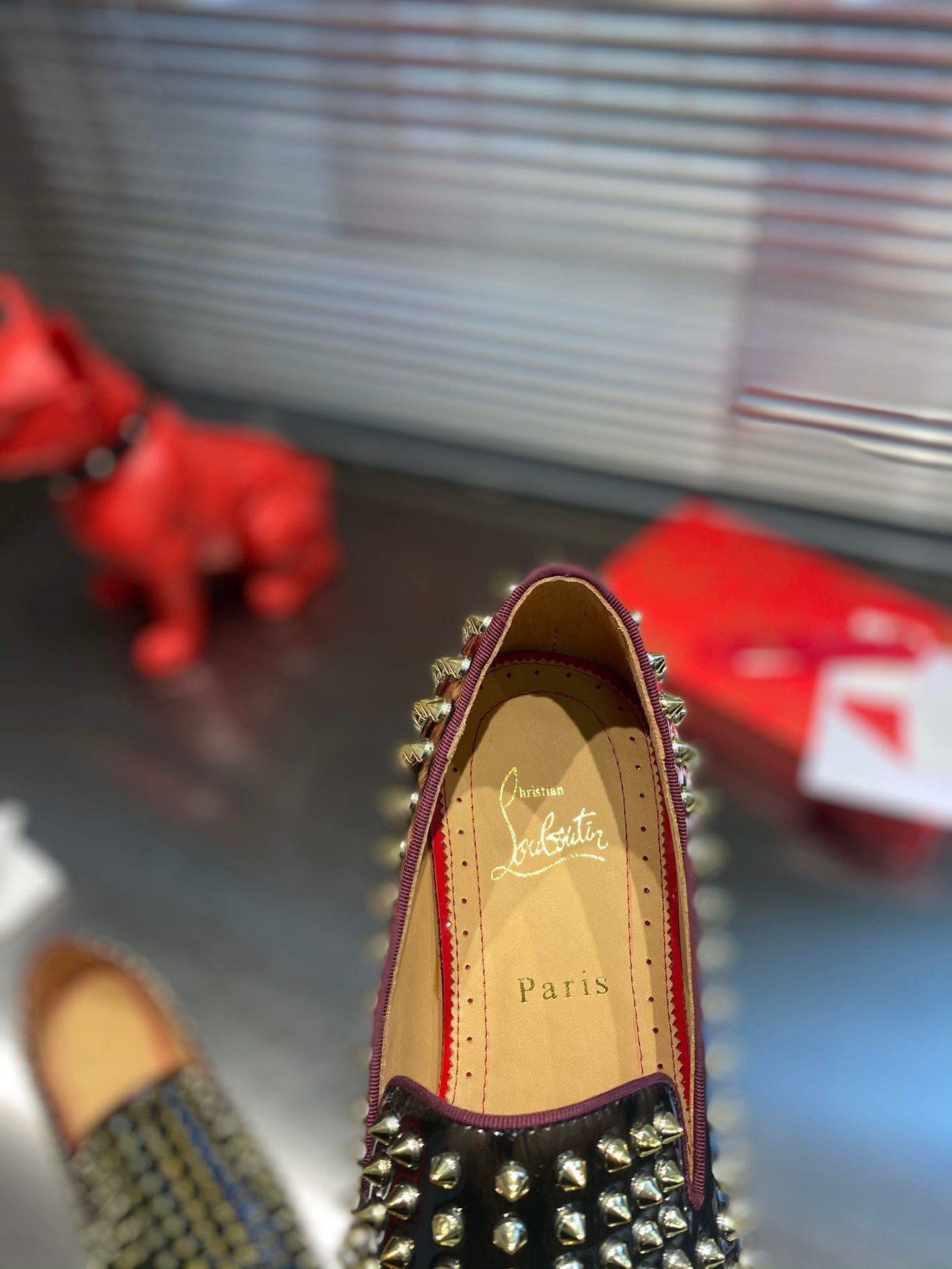 Christian Louboutin Dandelion Spike Loafer Suede Leather 863793
