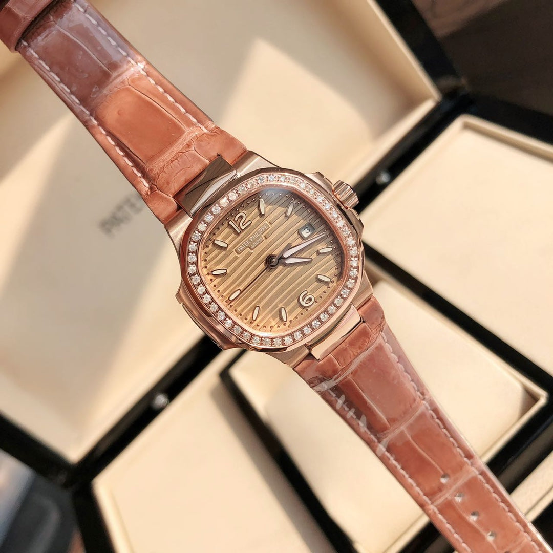 PATEK Nautilus 32mm Pink Gold Leather
