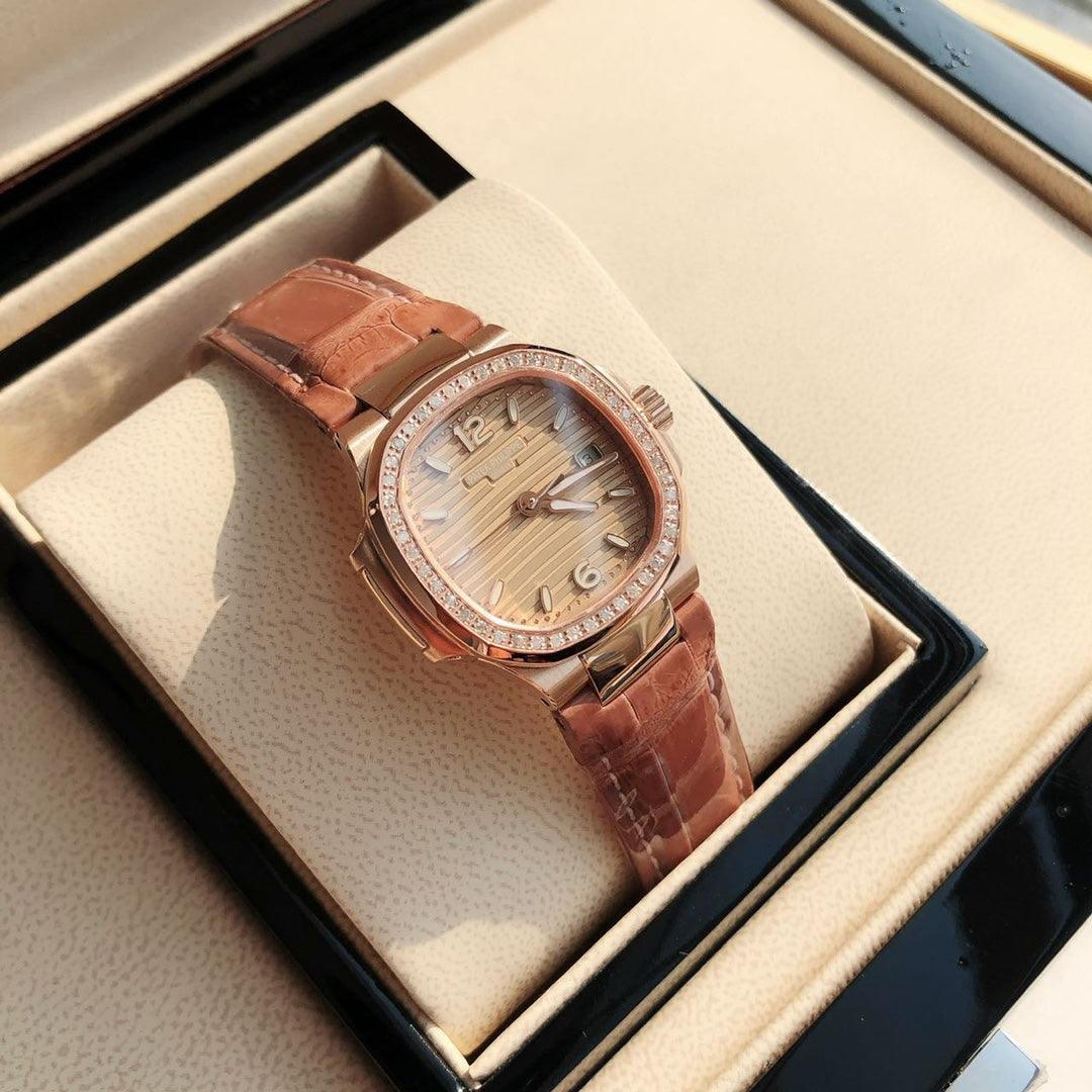 PATEK Nautilus 32mm Pink Gold Leather