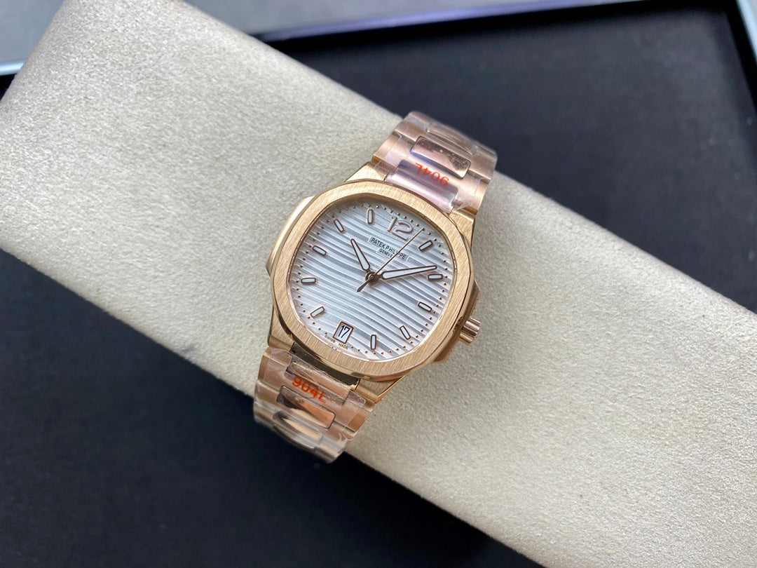 PATEK Nautilus 35.2mm Pink Gold White Dial