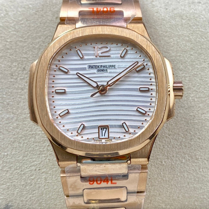 PATEK Nautilus 35.2mm Pink Gold White Dial