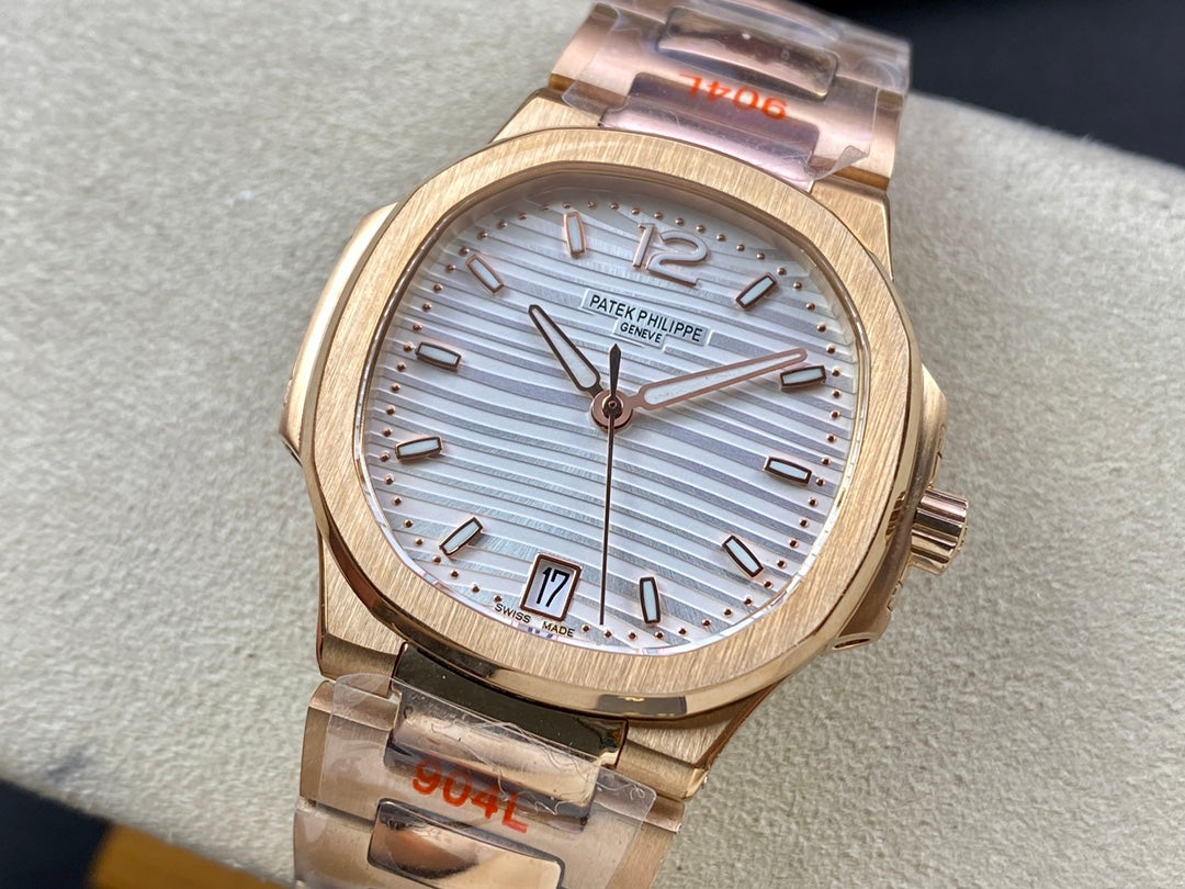 PATEK Nautilus 35.2mm Pink Gold White Dial