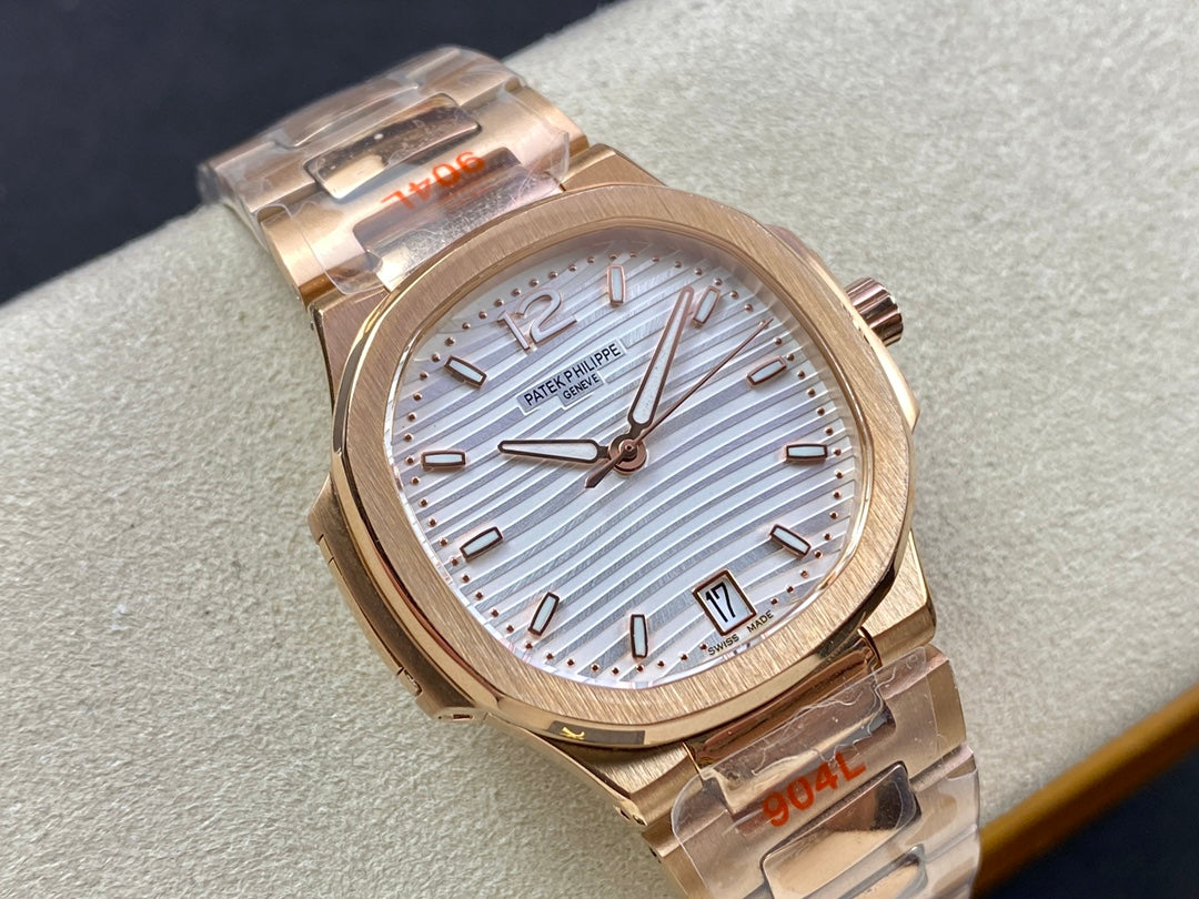 PATEK Nautilus 35.2mm Pink Gold White Dial