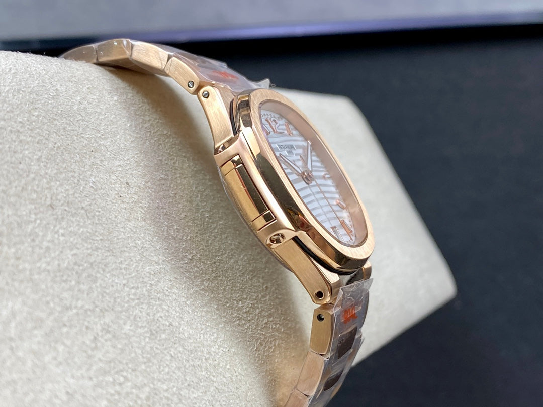 PATEK Nautilus 35.2mm Pink Gold White Dial