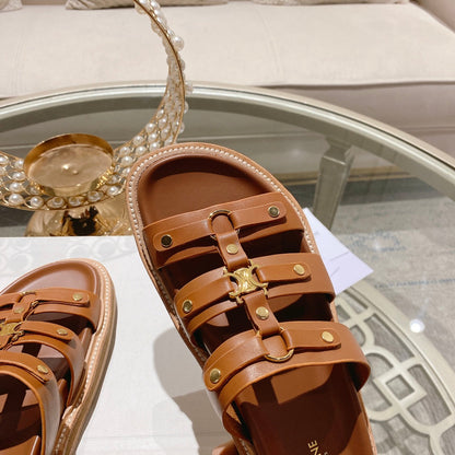 Celine 26 Tippi Slide Sandals Calfskin Leather 736590