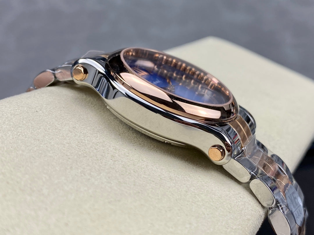 Happy Diamonds 36mm Pink Gold Deep Blue Dial