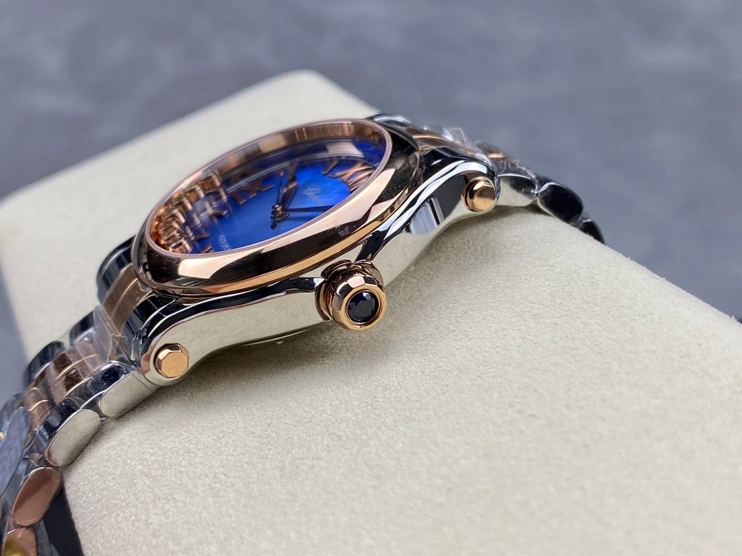 Happy Diamonds 36mm Pink Gold Deep Blue Dial