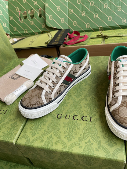 GG 26 Platform Sneaker Beige Brown Monogram Canvas 632834