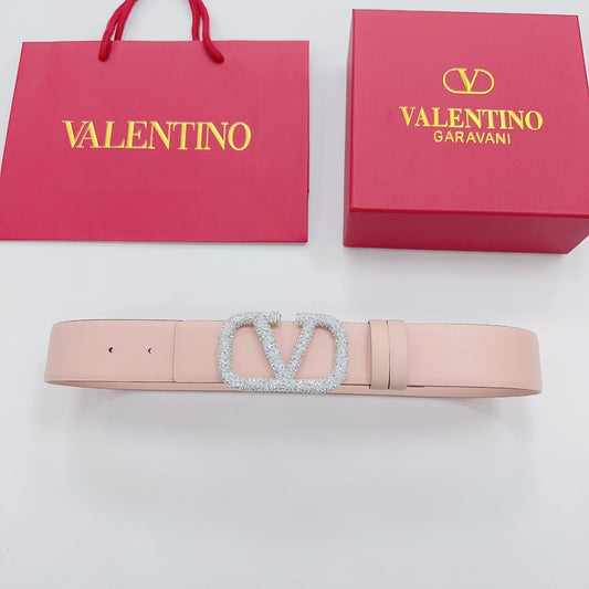 Garavani Reversible VLogo Signature Belt 40mm Light Pink Leather 200703