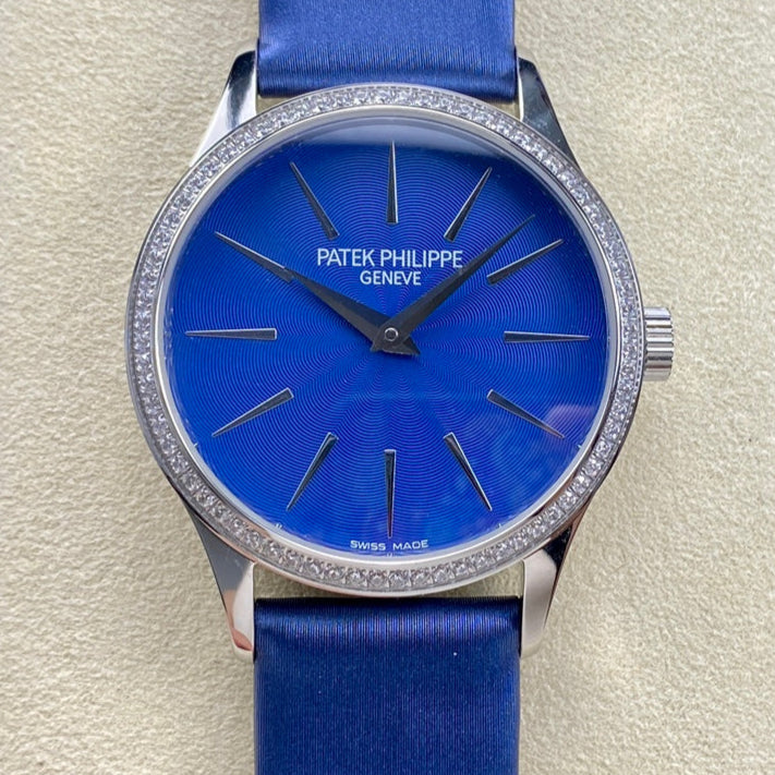 PATEK Calatrava 33mm Silver Blue Dial