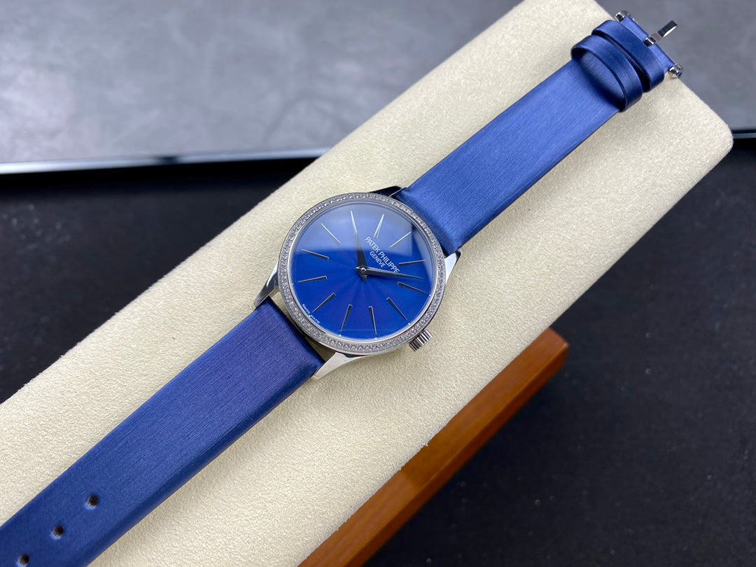 PATEK Calatrava 33mm Silver Blue Dial
