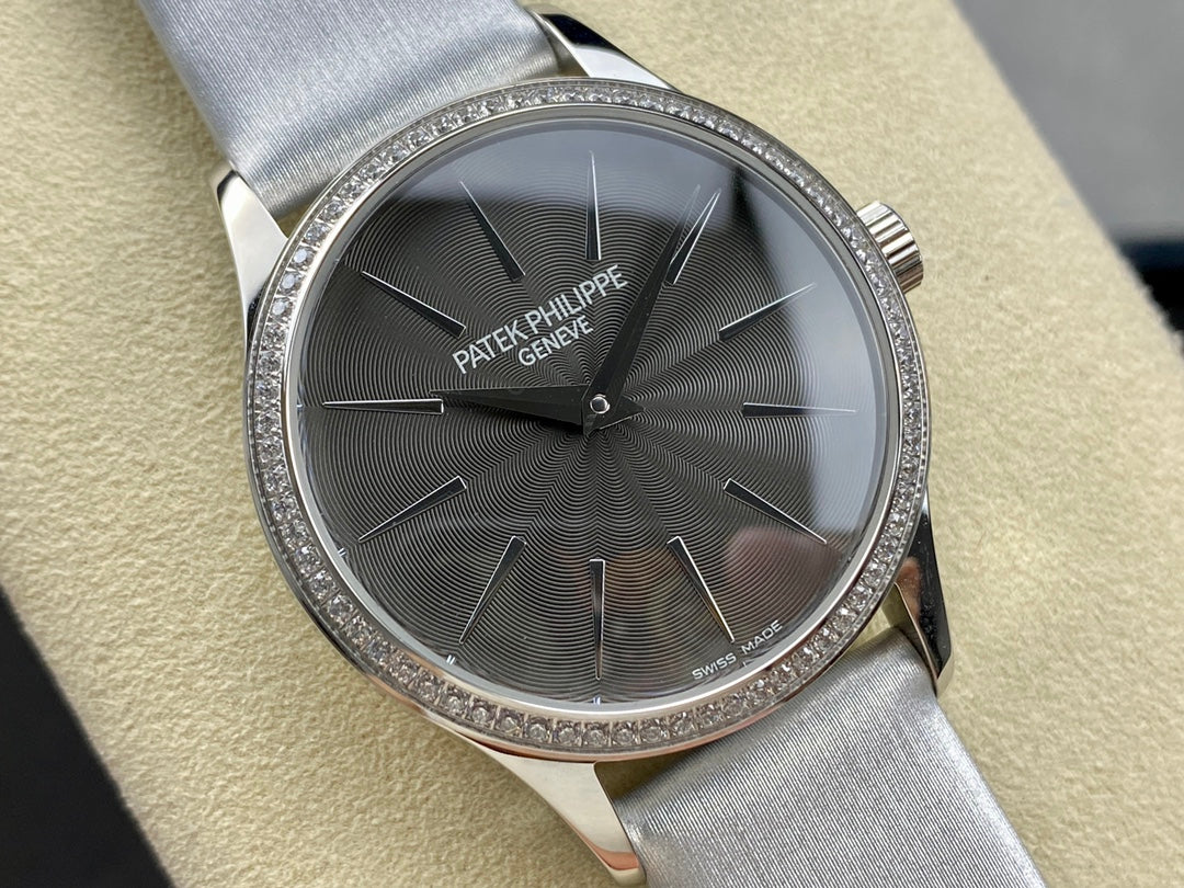 PATEK Calatrava 33mm Silver Black Dial