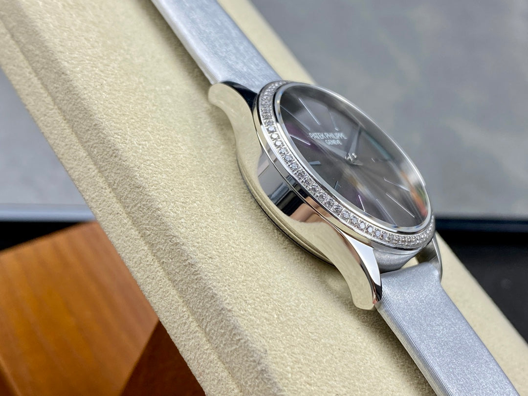 PATEK Calatrava 33mm Silver Black Dial