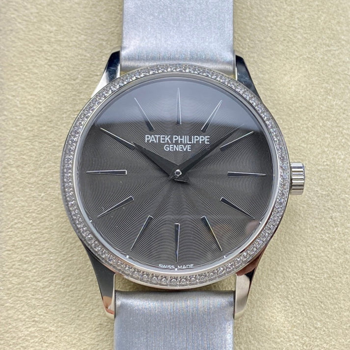 PATEK Calatrava 33mm Silver Black Dial