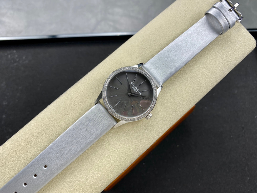 PATEK Calatrava 33mm Silver Black Dial