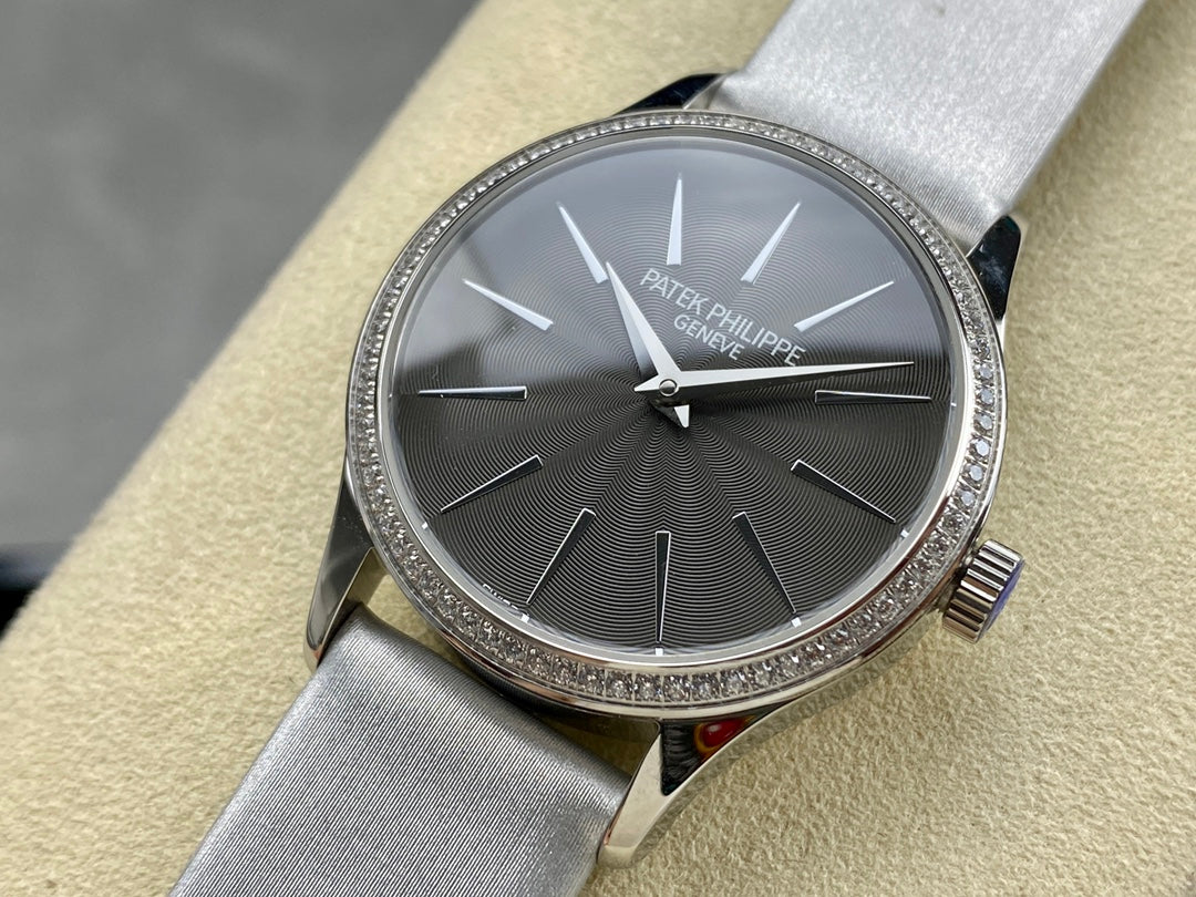 PATEK Calatrava 33mm Silver Black Dial