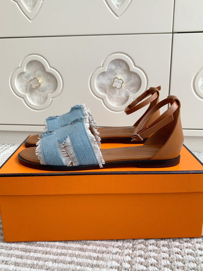 HM Sandal Canvas Cowhide 858915