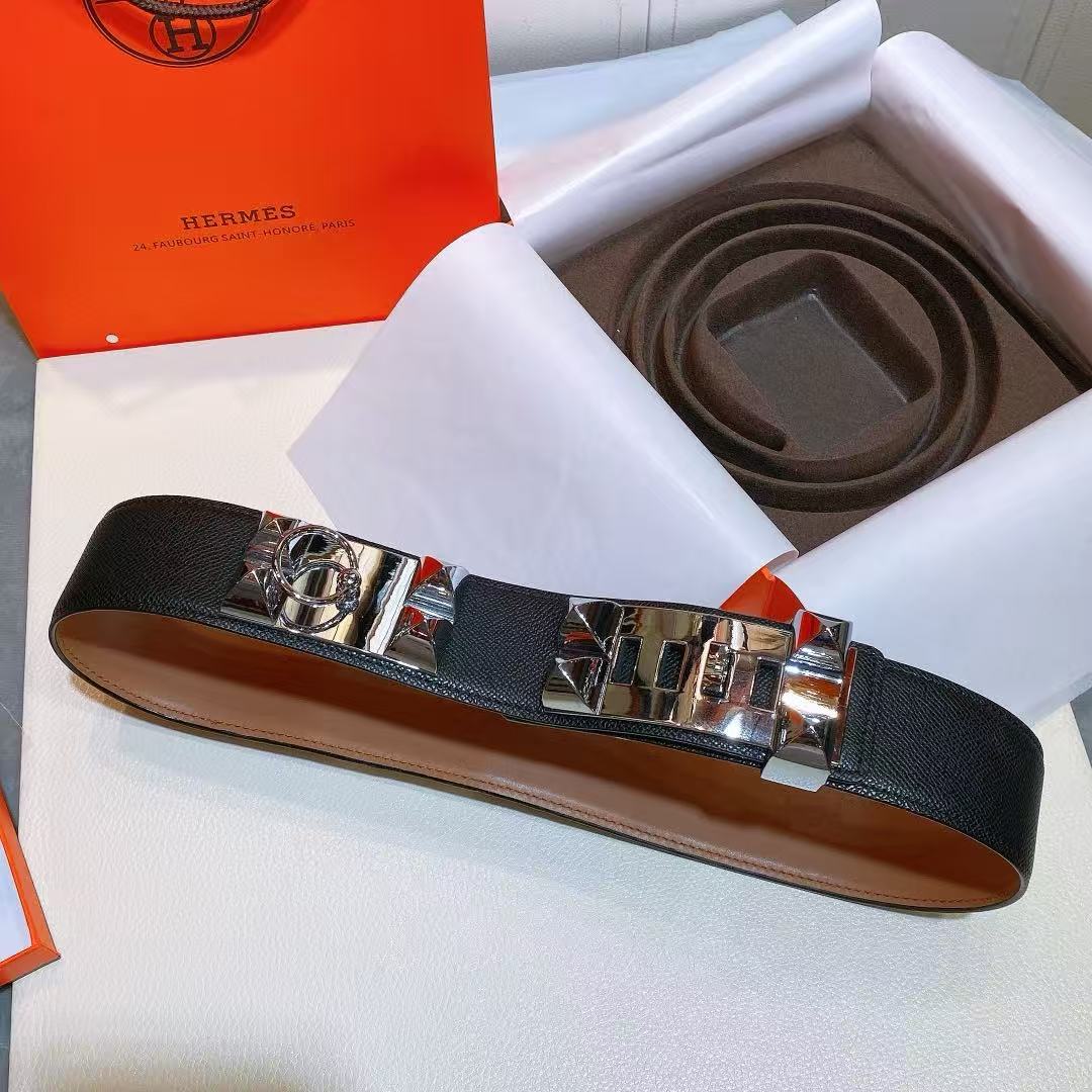 Hermès Collier De Chien 32 Belt Black Calfskin SHW