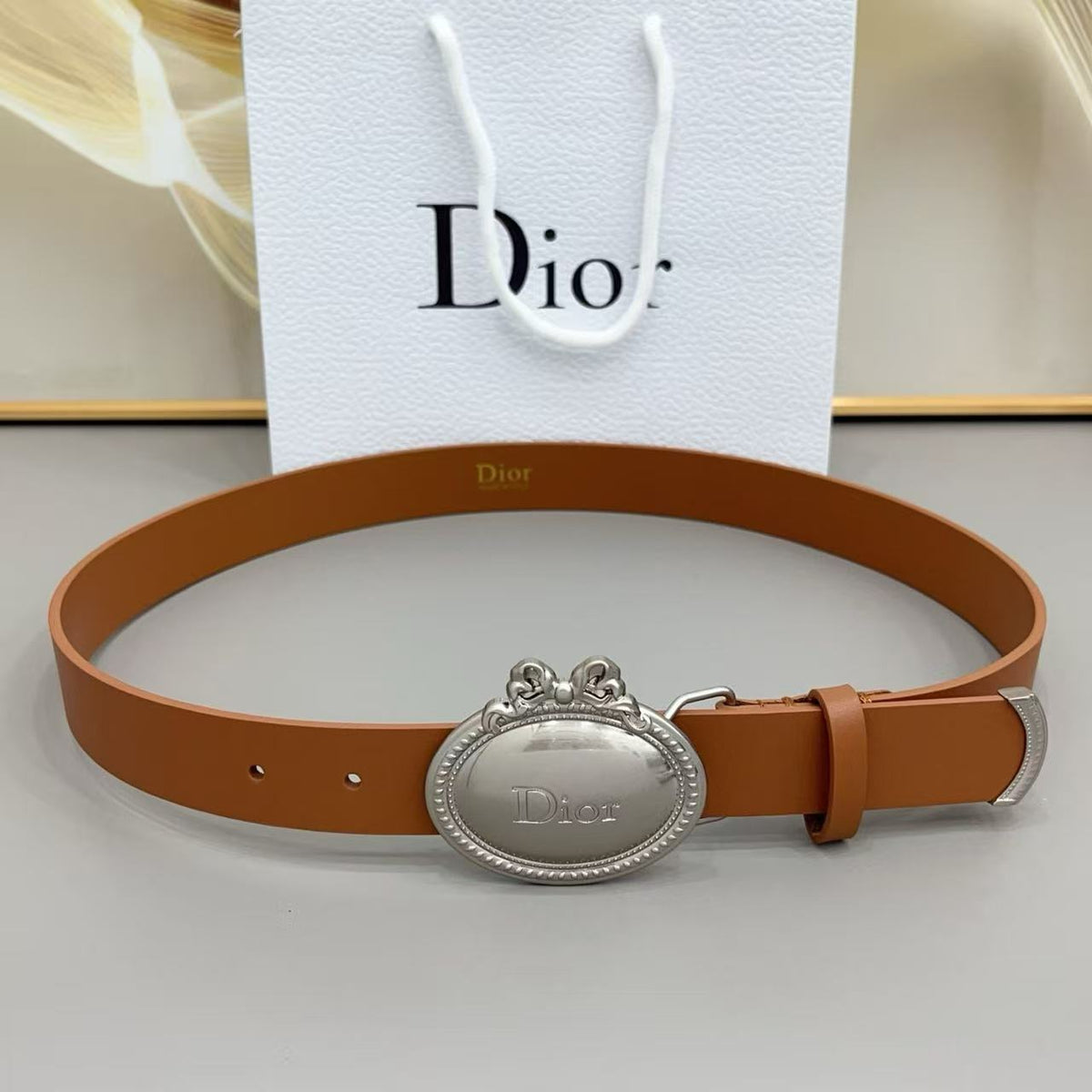 CD 26s Médaillon Belt 3cm Sliver Buckle Calfskin