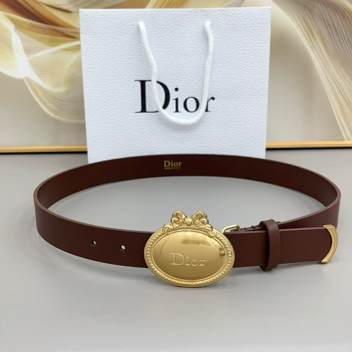 CD 26s Médaillon Belt 3cm Gold Buckle Calfskin