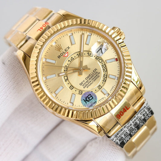 SKY-DWELLER 42MM WHITE DIAL RING COMMAND GOLD OYSTERSTEEL