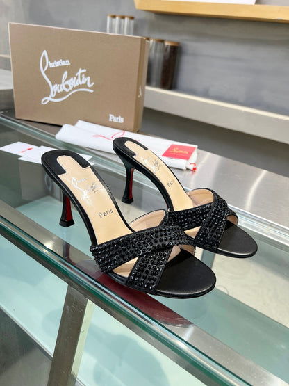 Christian Louboutin 2026 Mariza Is Back Mules 85mm Crystal-Embellished Leather 780497