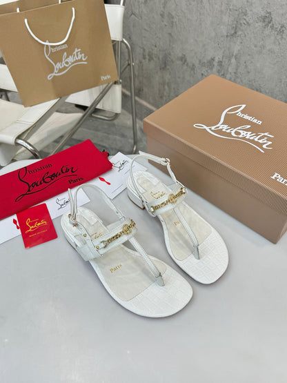 Christian Louboutin 2026 MJ Thong Sandals 25mm Croc-Effect Leather 780393