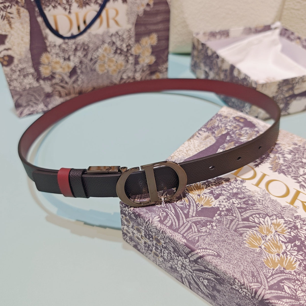 CD Montaigne Reversible 2cm Belt Buckle Leather 212480