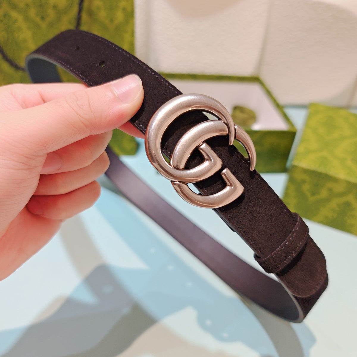 GG Marmont Belt 3cm Suede Leather SHW 212495